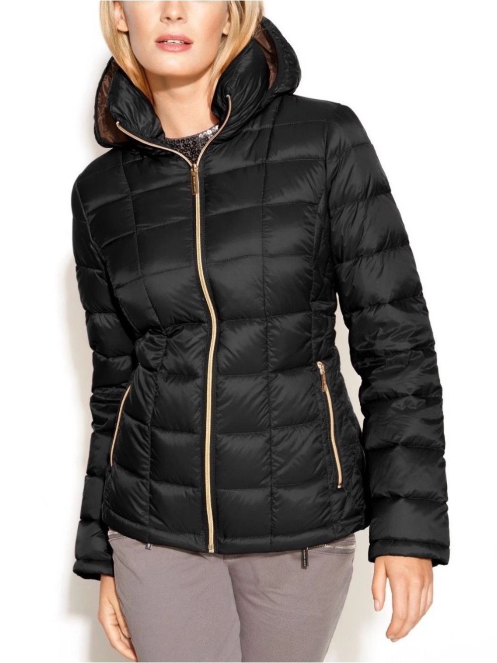 Michael Kors Down Packable Quilted Jacket Black Size 1X